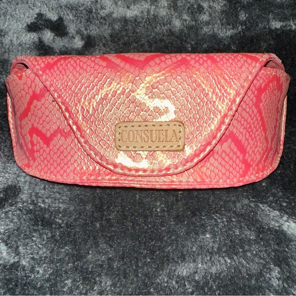 Consuela Coral Snakeskin Sun Glass Case